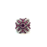 Ruby and Diamond Cluster Set Ring
