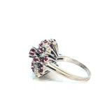 Ruby and Diamond Cluster Set Ring