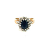 Sapphire Diamond Ring in 9ct Yellow Gold