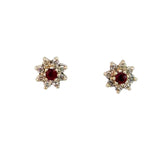 Ruby Diamond Cluster Earrings