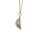 Silver Mabe Pearl Diamond Pendant in 18ct Yellow Gold