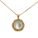 Silver Mabe Pearl Diamond Pendant in 18ct Yellow Gold