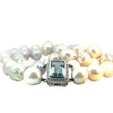 Baroque Pearl Diamond Aquamarine Necklace