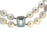 Baroque Pearl Diamond Aquamarine Necklace