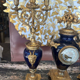 Antique French Ormolu Clock with Garnitures