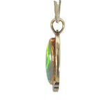 Cabochon Opal Diamond Pendant on Omega Chain