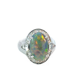 Diamond Opal Ring set in 18ct  White Gold