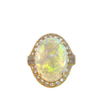 Diamond Opal Ring  in 18ct Yellow Gold