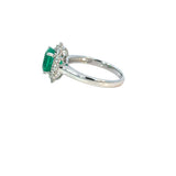 Emerald Diamond Cluster Ring White Gold