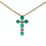 Diamond Emerald Cross Pendant