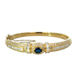 Modern Sapphire and Diamond Snap Bangle