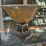 Silver Edged Resin Bowl on Pedestal