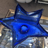 Large Art Glass Star Bowl - Blue