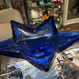 Large Art Glass Star Bowl - Blue