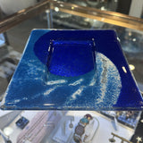 Blue Art Glass Dish - Swirl