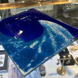 Blue Art Glass Dish - Swirl