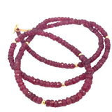 Faceted Ruby Bead Necklace in 18ct Gold