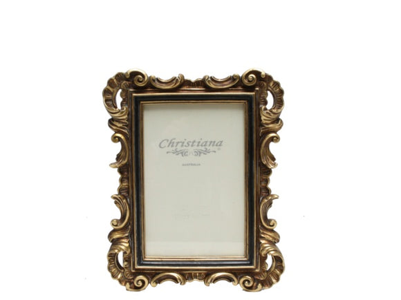 Antique Style Photo Frame in Gold and Black