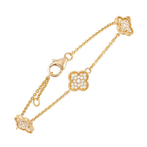 Diamond Sweet Alhambra Bracelet in 18ct Yellow Gold