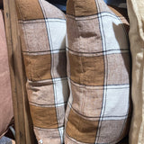 Checked  Linen Cushion - Tobacco 550x550
