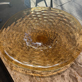 Designer Large Glass Amber Flat Bowl