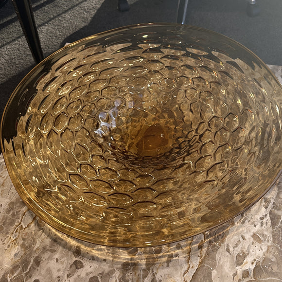 Designer Large Glass Amber Flat Bowl