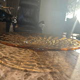 Designer Large Glass Amber Flat Bowl