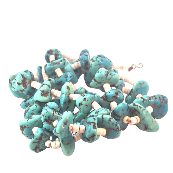 Turquoise and Heishi Shell Necklace
