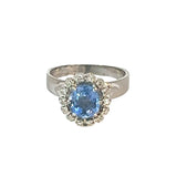 Sapphire Single Cut Diamond Cluster Ring
