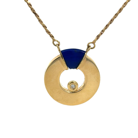 Diamond Lapis Lazuli 18ct Gold Necklace