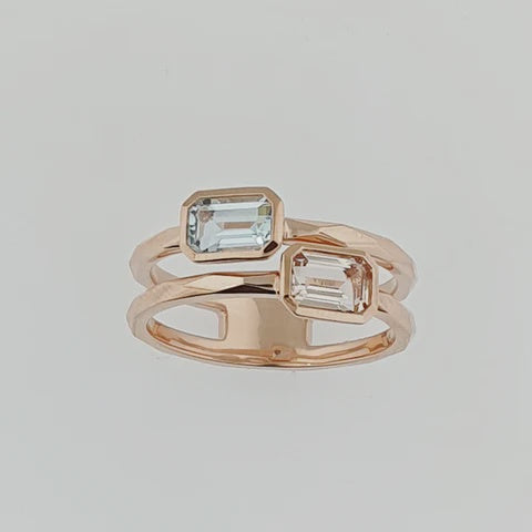 9ct Rose Gold Morganite and Aquamarine ring
