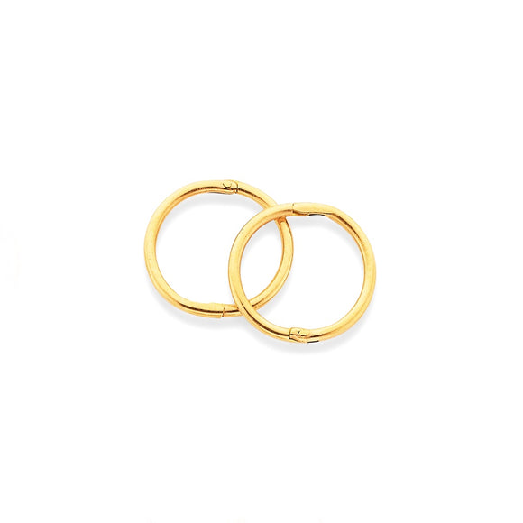 9ct Yellow Gold Sleeper Earrings - 12.0mm