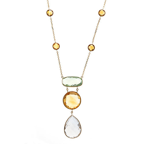 Multi Coloured Gemstone Necklace in 14ct Gold