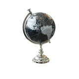 Black Globe on  Arc Stand in Silver