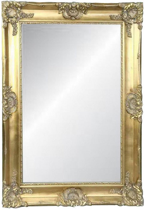 Ornate Bevelled Mirror in Antique Gold Large