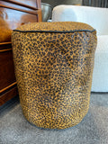 Leopard Print Leather Ottoman