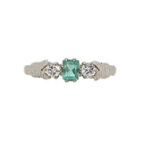 Vintage Emerald Diamond Ring in Platinum and Gold