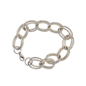 Double Belcher Link Bracelet in Sterling Silver