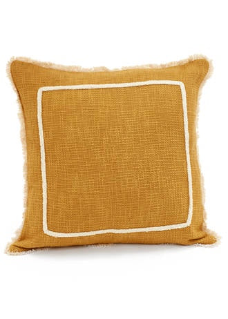 Woven Cotton Cushion with Fringe