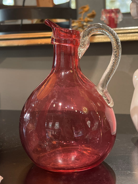 Cranberry Glass Oil Bottle