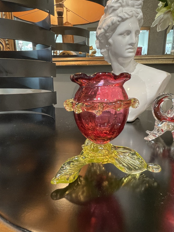 Cranberry Glass Squat Vase