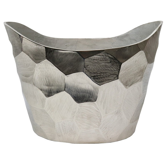 Aluminum Dimpled Oval Drinks Bucket in Raw Silver