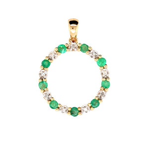 Emerald Diamond Circle Pendant