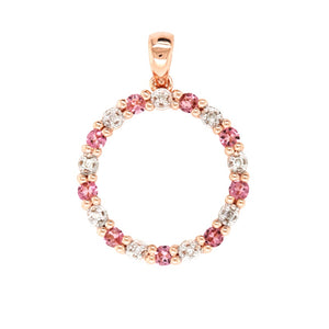 Pink Tourmaline Diamond Circle Pendant