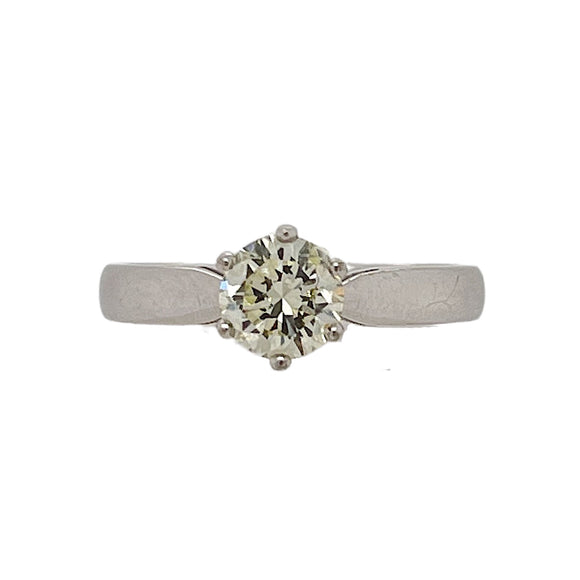 Diamond Solitaire on Plain White Gold Band