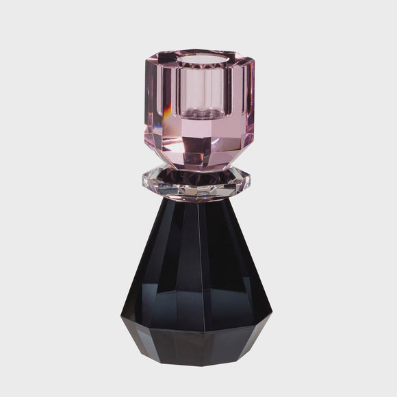 Hubsch Crystal Candlestick in Pink and Smoke Tall