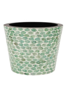 Capiz Planter in Turquoise and White
