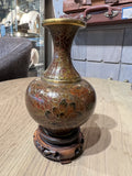 Cloisonné Vase with Wooden Stand