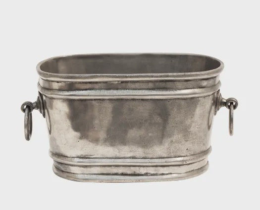 Pewter Oval Champagne Bucket with Rings