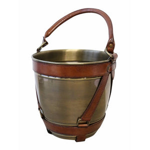 Brass Wine Cooler with Leather Handle